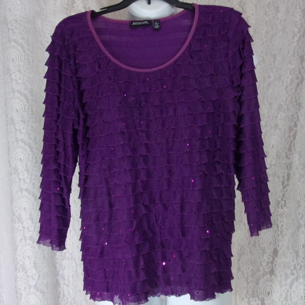 Notations Purple Bling Top Blouse NWOT Sz L